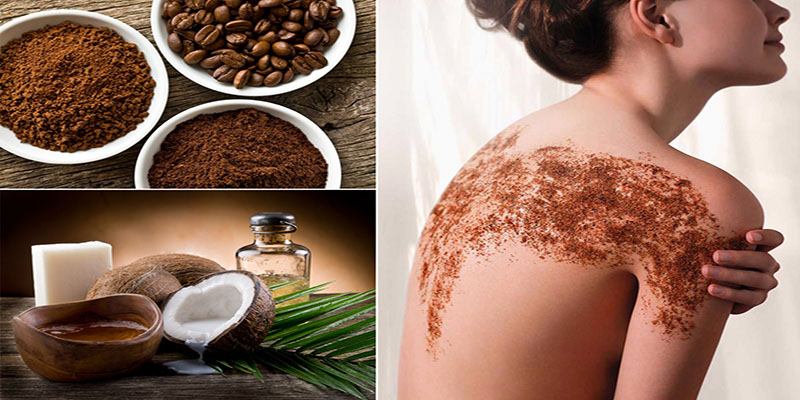 bã cafe và dầu dừa Tẩy tế bào chết với cafe