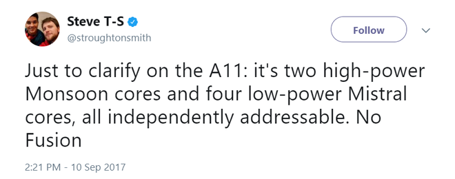 Thông tin chip A11 từ Steve