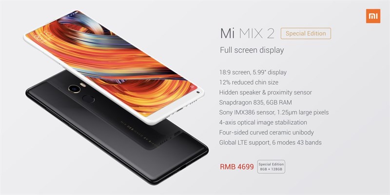 Mi Mix 2: Màn Hình Không Viền, Snd 835, Ram 8Gb, Camera 12Mp