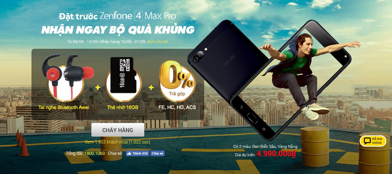 Quà tặng khi đặt trước Asus Zenfone 4 Max Pro
