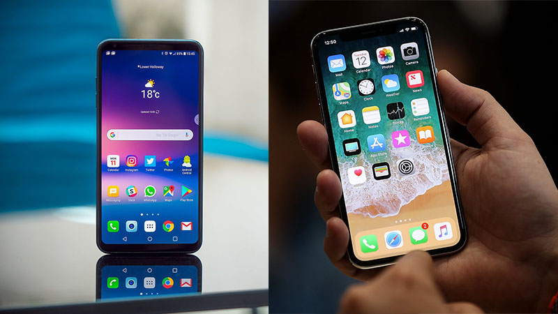 LG V30 với iPhone có thiết kế tương đồng
