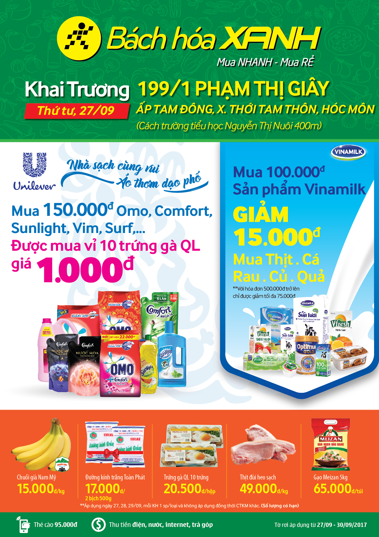 Siêu thị Bách hoá XANH 199/1 Phạm Thị Giây khai trương 27/09/2017