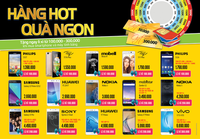 Lì xì từ 100.000 - 300.000 khi mua điện thoại