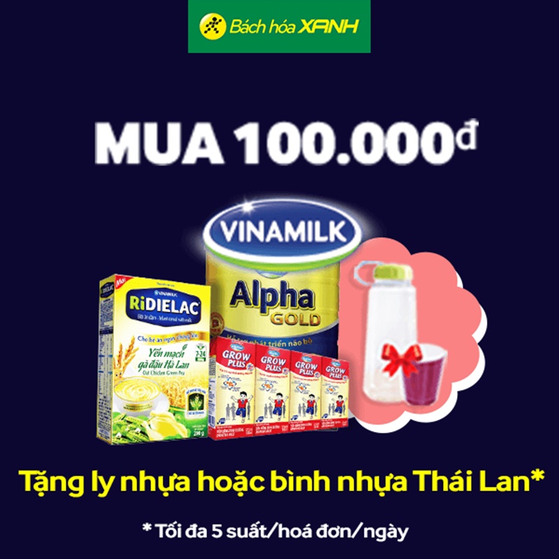 Mua 100.000đ sản phẩm Vinamilk được tặng 1 ly/bình nhựa Thái Lan