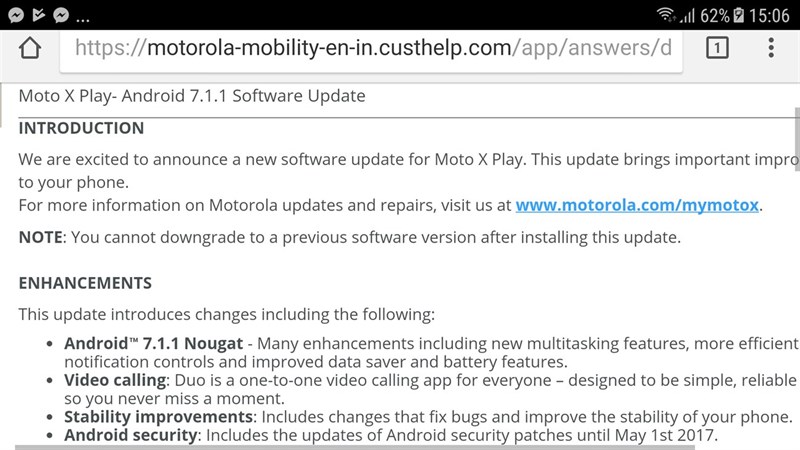 Moto X Play cập nhật Android 7.1.1