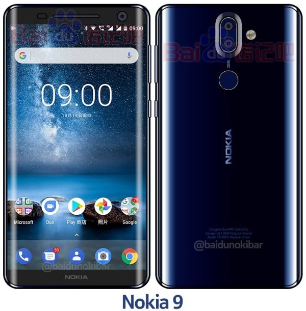 Nokia 9 màn hình cong vô cực vừa lộ ảnh với màu xanh lam cuốn hút Nokia 9 màn hình cong vô cực vừa lộ ảnh với màu xanh lam cuốn hút