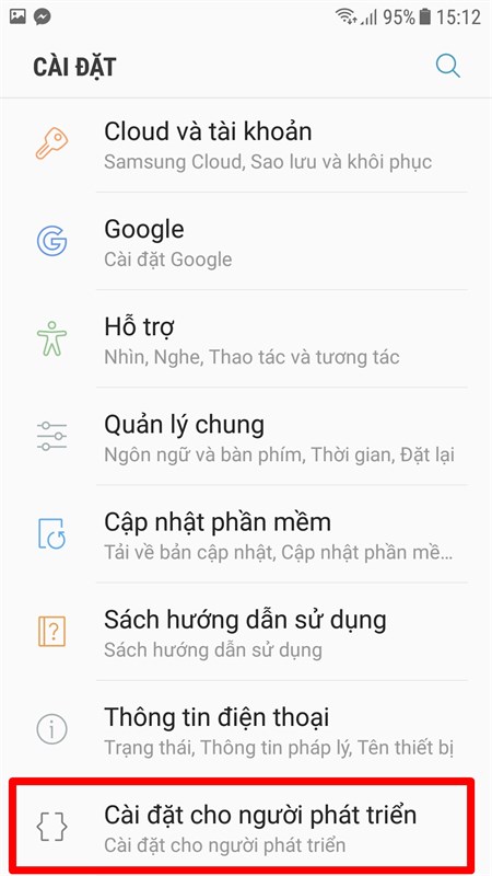 Cài đặt cho nhà phát triển