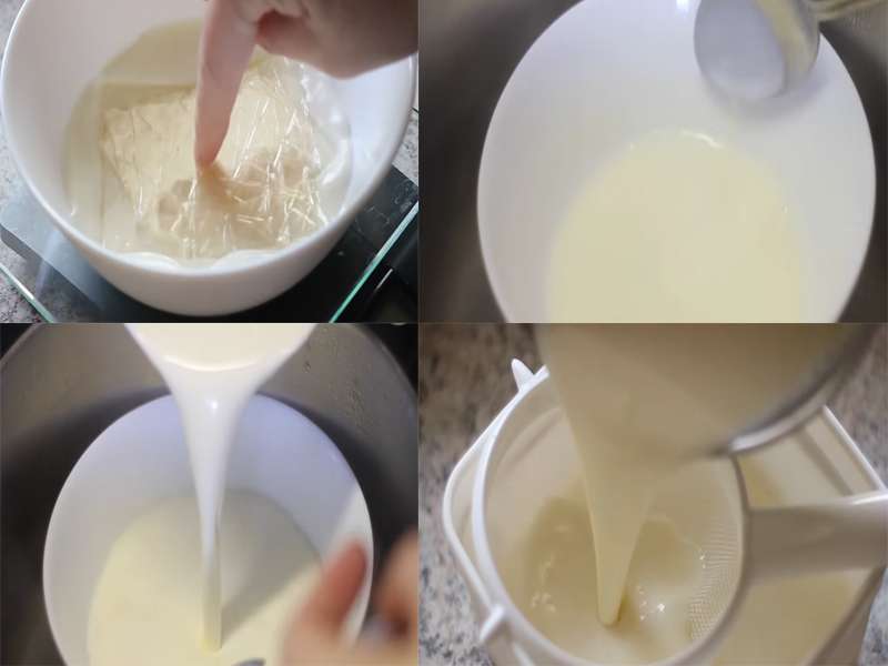 Các bước làm thạch kem sữa chè khúc bạch