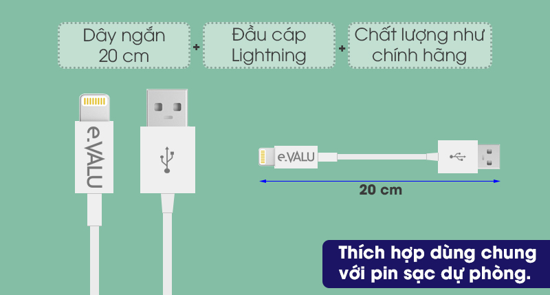 Cáp lightning 20 cm Cáp lightning 20 cm