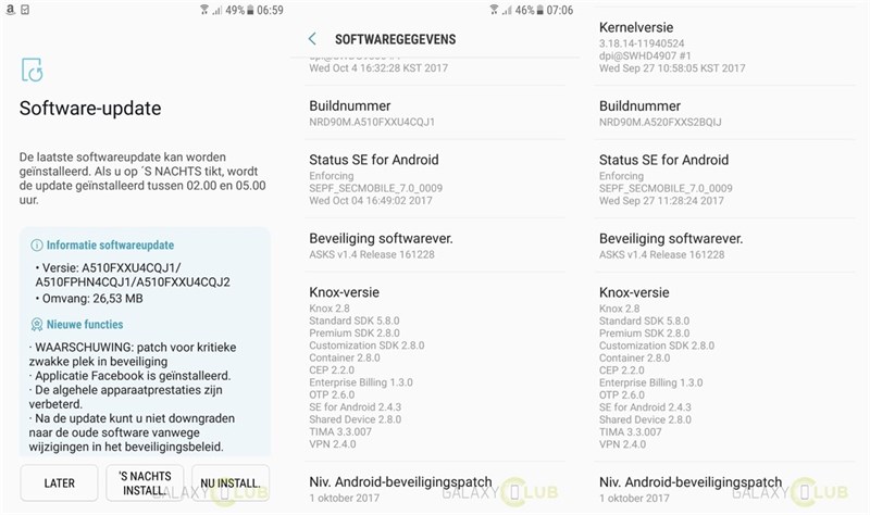 Galaxy A5 2017 cập nhật bảo mật Android tháng 10 Galaxy A5 2017 cập nhật bảo mật Android tháng 10