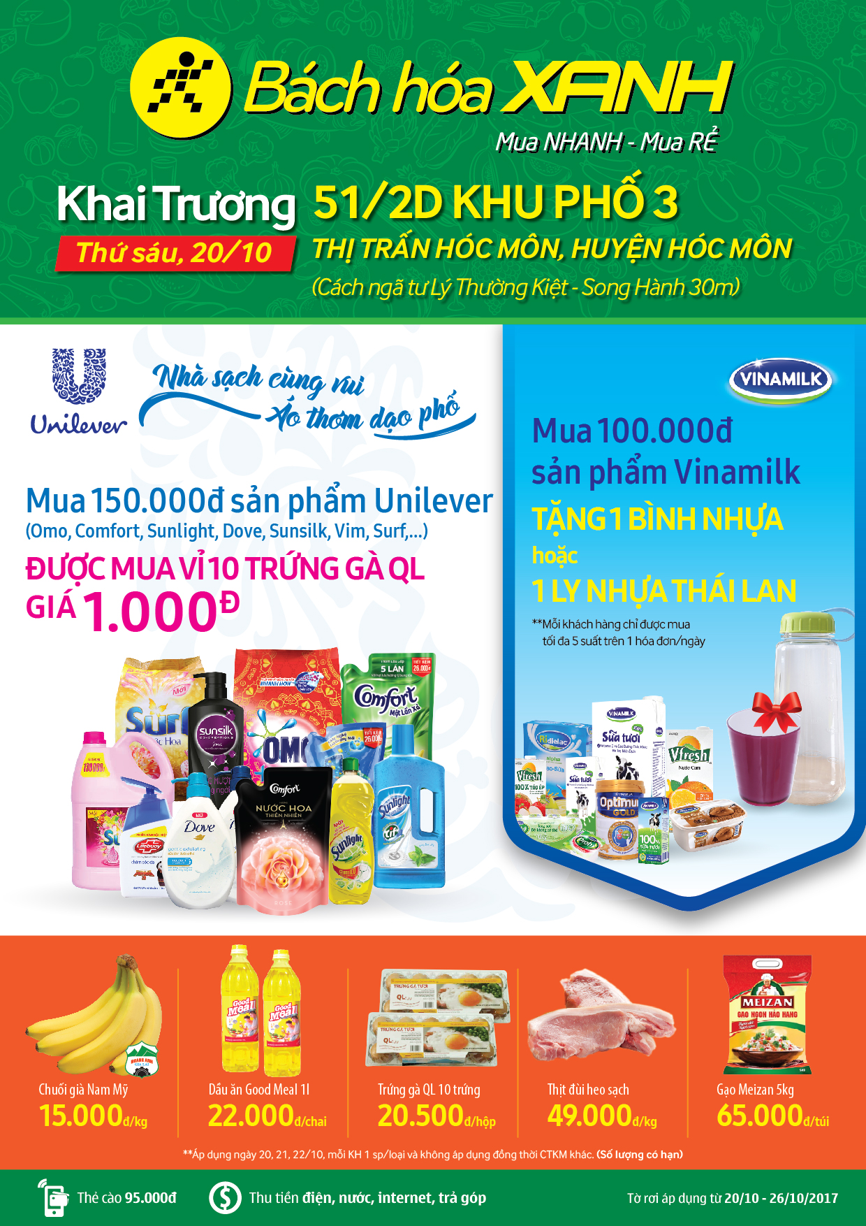 Siêu thị Bách hoá XANH 51/2D Khu Phố 3 khai trương 20/10/2017