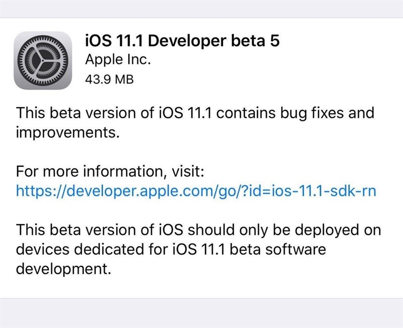 iOS 11.1 beta 5