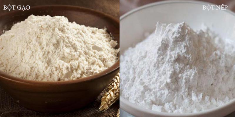 Bột gạo được làm từ gạo tẻ, còn bột nếp được làm từ gạo nếp