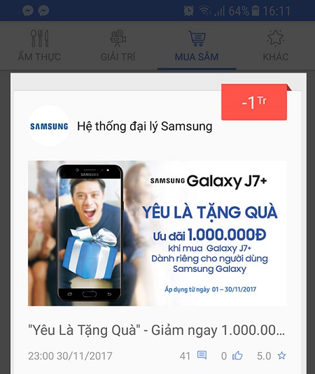 Khách có Samsung Galaxy chính hãng, mua Galaxy J7+ ưu đãi 1 triệu