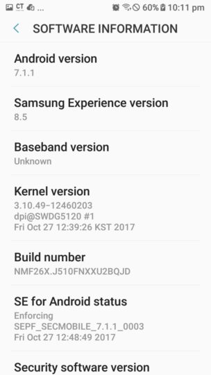 Samsung Vừa Cập Nhật Android 7.1 Cho Galaxy J5 2016 Ở Ấn Độ