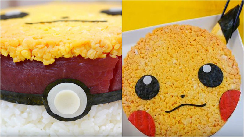 Cách làm sushi khổng lồ hình Pikachu