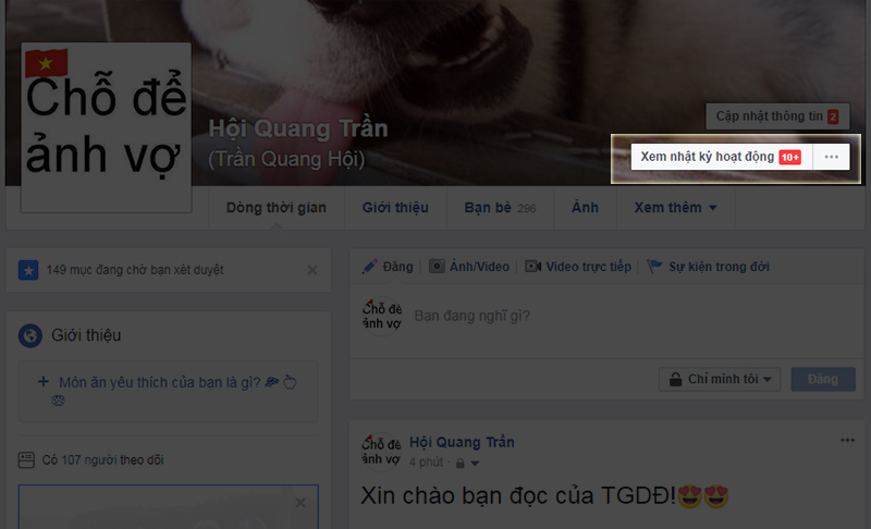 Xóa status facebook