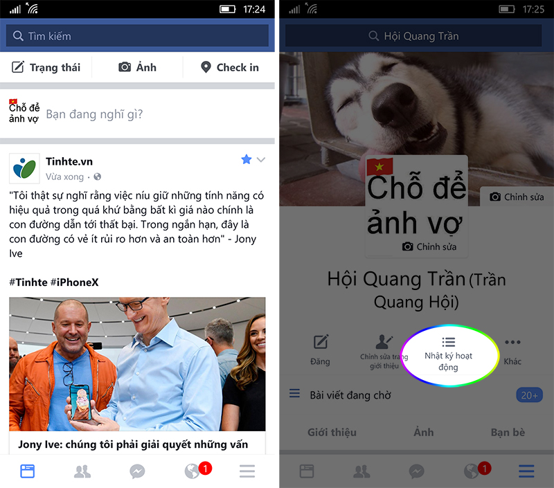 Xóa status facebook