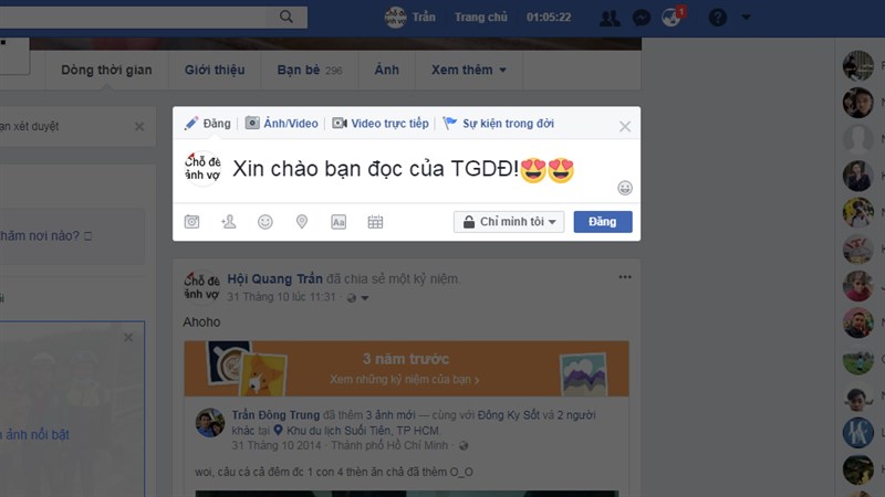 Xóa status Facebook