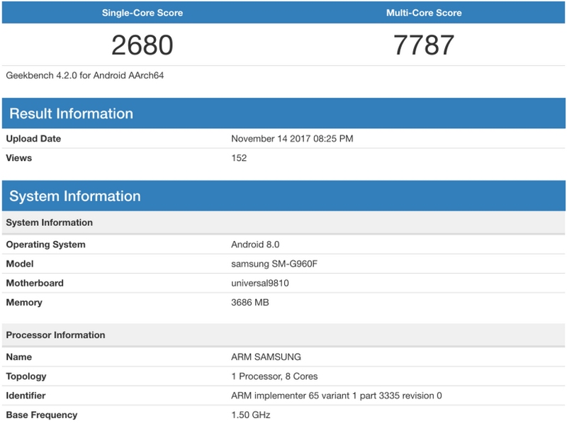 Galaxy S9 lộ điểm hiệu năng mạnh mẽ nhưng vẫn thua iPhone X