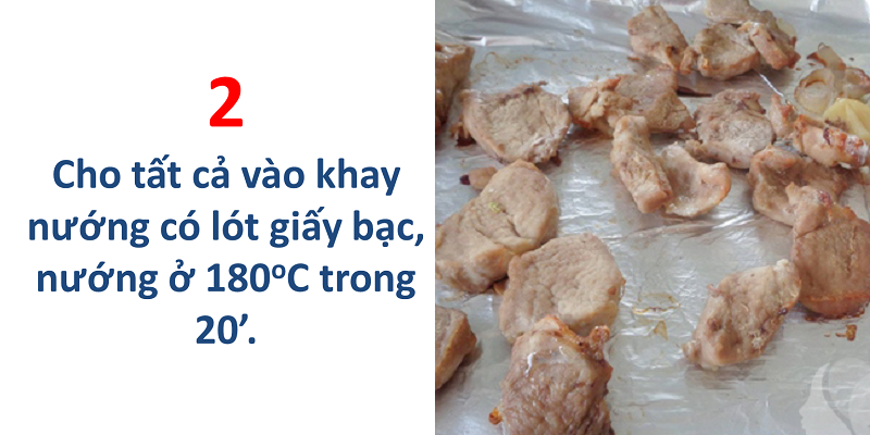 Cho tất cả vào khay, nướng có lót giấy bạc, nướng ở 180 độ C trong 20 phút