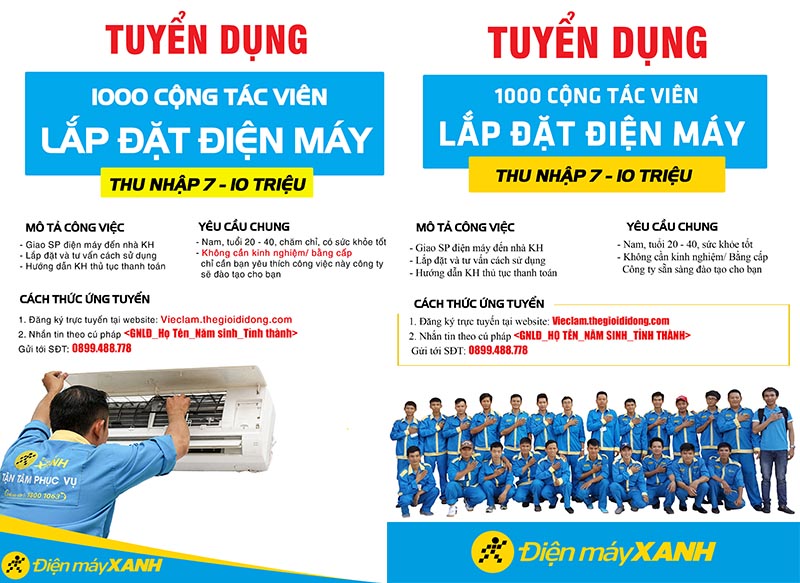 Điện Máy Xanh tuyển 2.000 CTV giao nhận - lắp đặt mùa Tết 2018