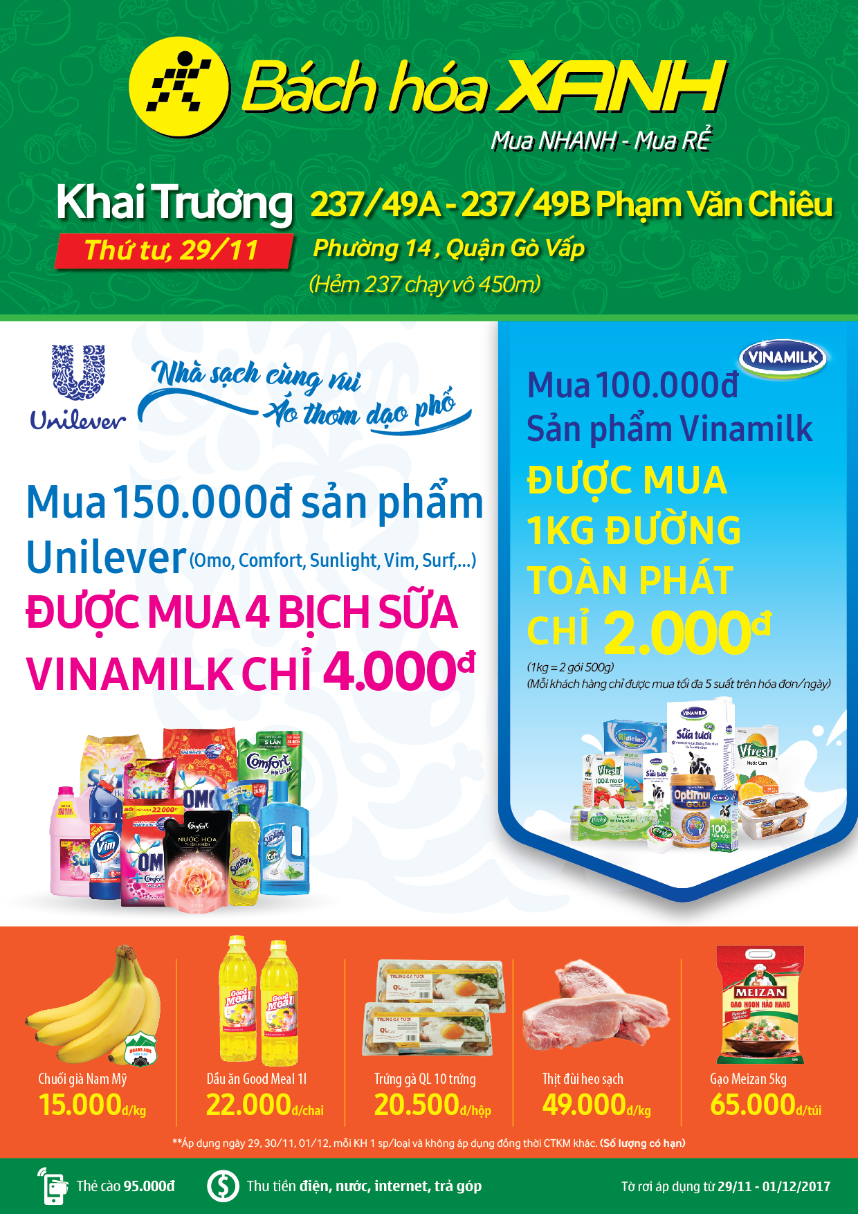 Siêu thị Bách hoá XANH 237/49A Phạm Văn Chiêu khai trương 29/11/2017