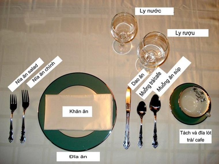 Ghi nhớ cách sắp xếp các món đồ trên bàn ăn trong các bữa tiệc