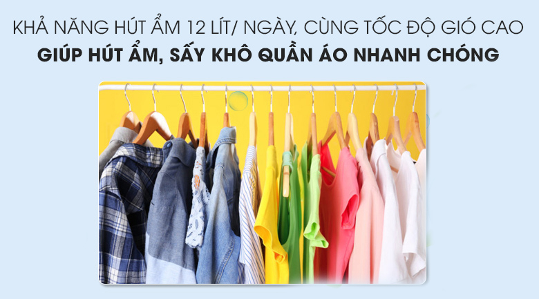 Máy lọc không khí giúp hong khô quần áo nhanh chóng