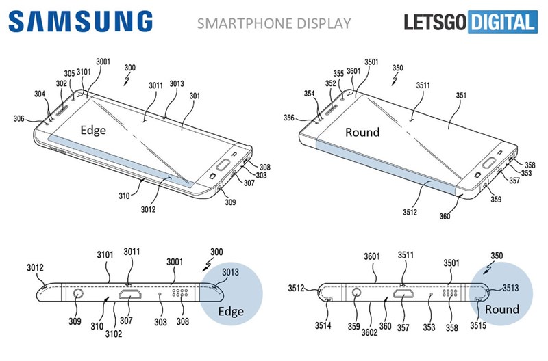 Bằng sáng chế smartphone màn hình cong tràn ra mặt lưng của Samsung