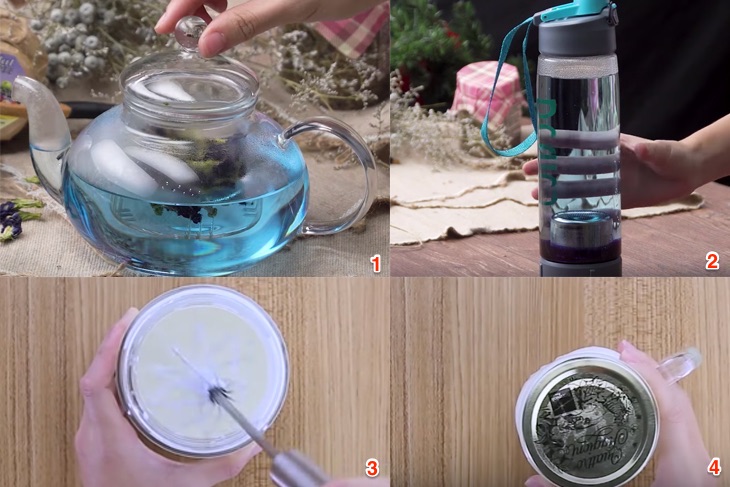 Cách làm trà hoa đậu biếc macchiato với bình lọc trà Delites