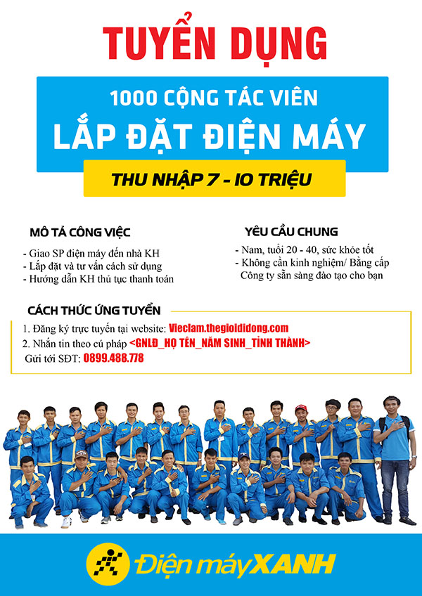 TGDĐ và ĐMX tuyển 2.000 CTV giao nhận - lắp đặt mùa Tết 2018