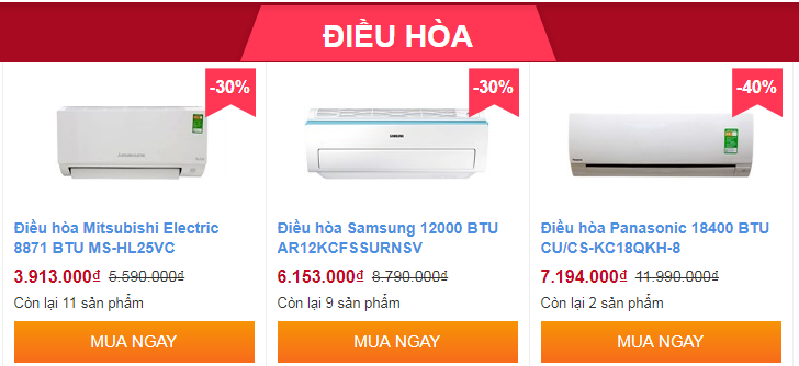 Điều hòa xả hàng giá sốc 30-40%