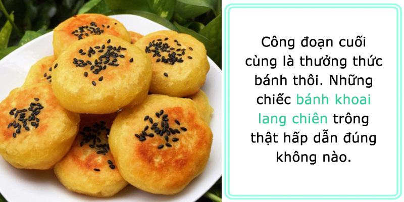 Bánh khoai lang chiên vàng ươm đã hoàn thành.