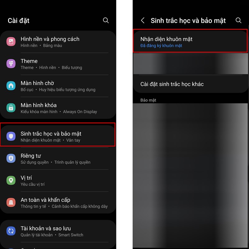 cách mở khóa bằng khuôn mặt trên điện thoại Samsung
