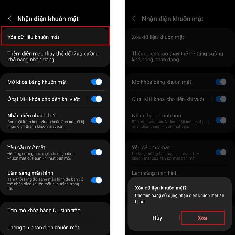 cách mở khóa bằng khuôn mặt trên điện thoại Samsung