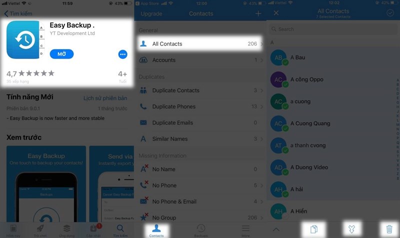 backup danh bạ iphone