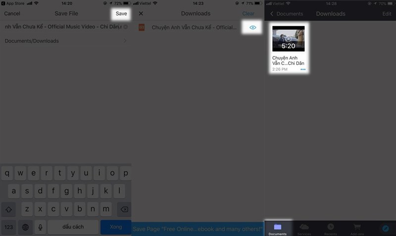 tải video trên iphone