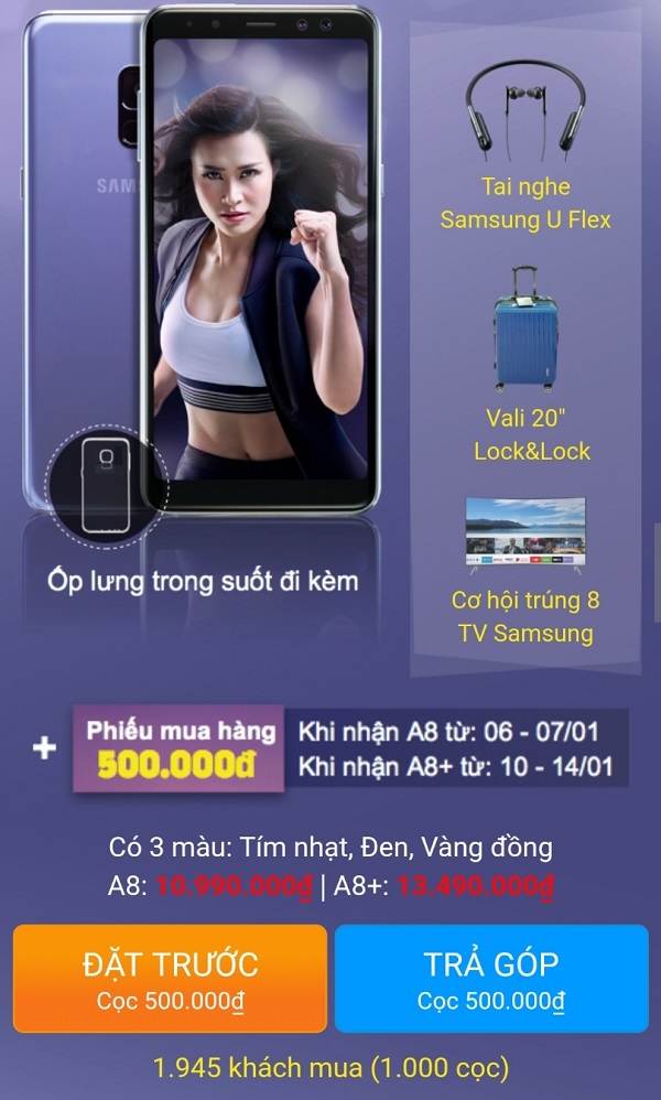 Galaxy A8 & A8+: Đã có 1.000 khách đặt cọc mua tại Thế Giới Di Động