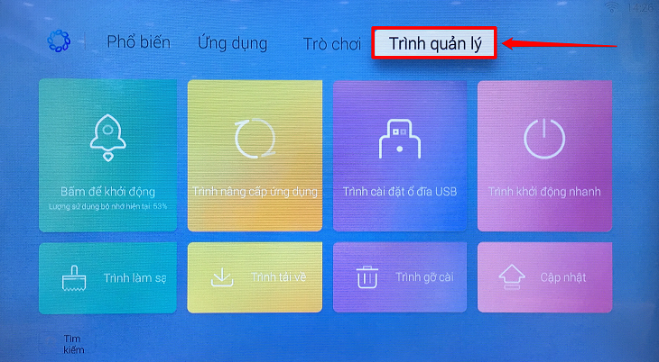 chọn vào Trình quản lý tệp