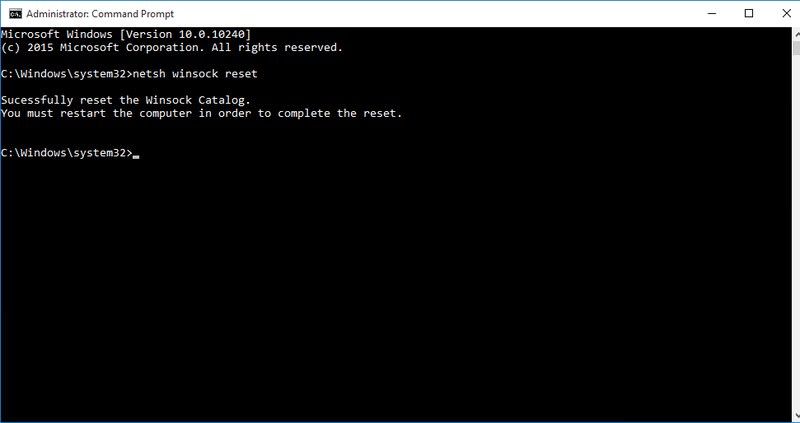 netsh winsock reset netsh winsock reset