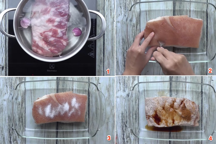 Bước 1 Sơ chế và ướp thịt Thịt ba rọi chiên giòn kiểu Thái