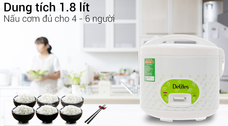 Nồi cơm nắp gài Delites 1.8 lít NCG1801 01