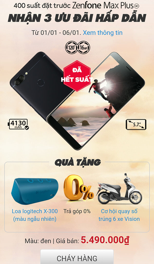 Zenfone Max Plus M1 hiện đã cháy hàng tại