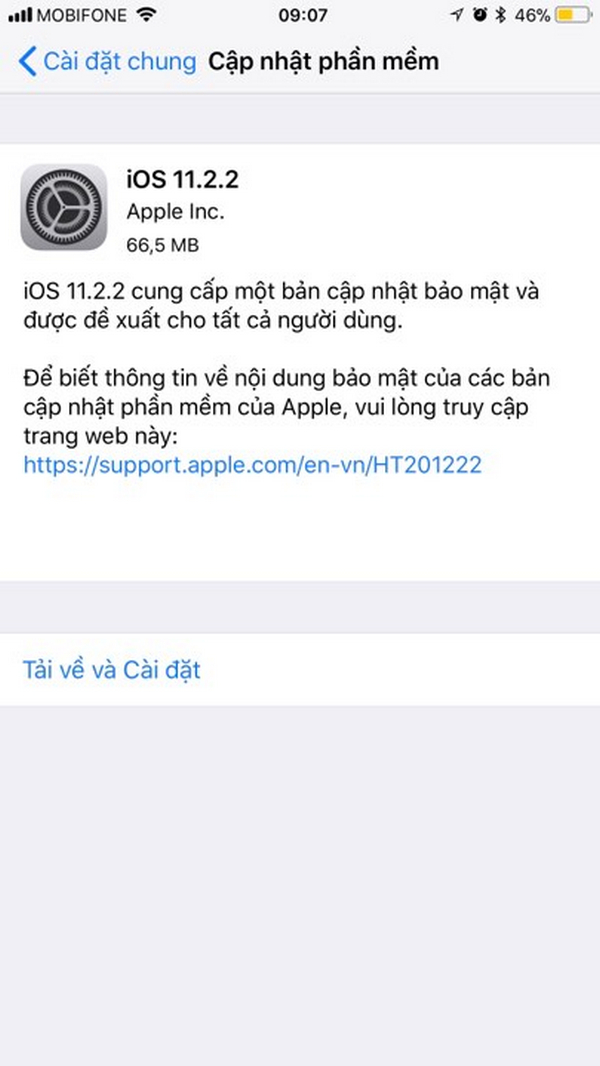 iOS 11.2.2 chính thức được phát hành và sửa lỗi Spectre