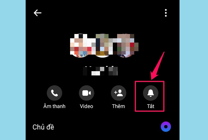 Hướng dẫn tắt thông báo nhóm trên Messenger bằng điện thoại, máy tính > Chọn tiếp biểu tượng hình chuông