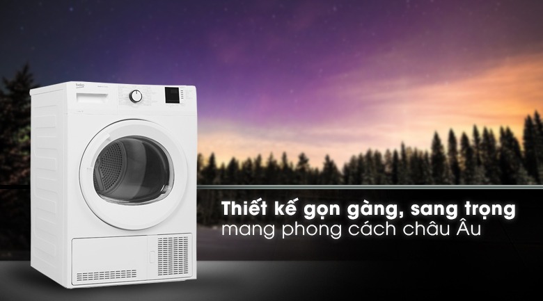 Máy sấy thông hơi Beko 8 kg DA8112RX0W sở hữu thiết kế sang trọng, kiểu dáng châu Âu với lồng ngang tiện lợi