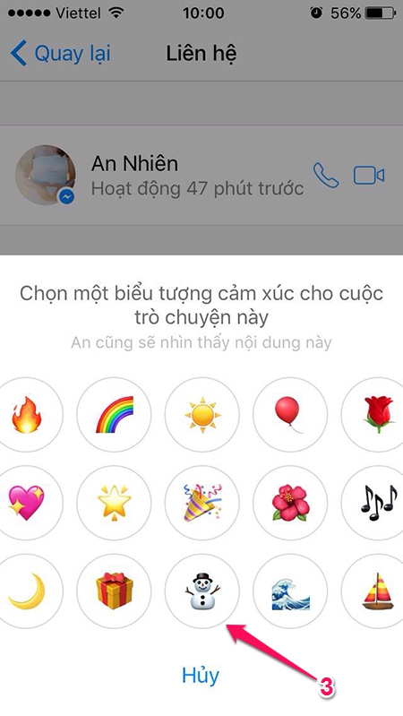 Cách tạo hiệu ứng tuyết rơi trên Facebook Messenger điện thoại