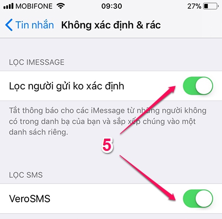 Cách chặn tin nhắn rác trên iOS 11
