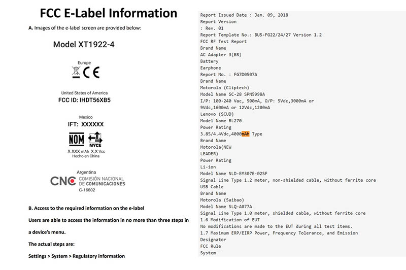 Smartphone Motorola trên FCC Smartphone Motorola trên FCC